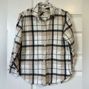 LOFT Soft Flannel Cotton Plaid Button Down Shirt